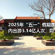 2025年“五一”假期国内出游3.14亿人次，同比增长6.4%（图2）