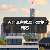 壶口瀑布冰瀑下舞龙迎新春（图1）